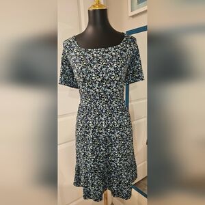 NWT Auselily Blue Floral Babydoll Dress Size XL